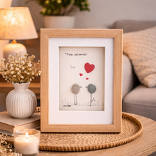 Load image into Gallery viewer, “Two Hearts” Pebble Art Frame – Romantic Love Gift