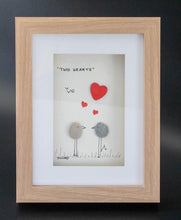 Load image into Gallery viewer, “Two Hearts” Pebble Art Frame – Romantic Love Gift
