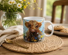 Load image into Gallery viewer, Highland Cow Floral Mug
