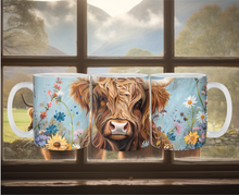 Load image into Gallery viewer, Highland Cow Floral Mug
