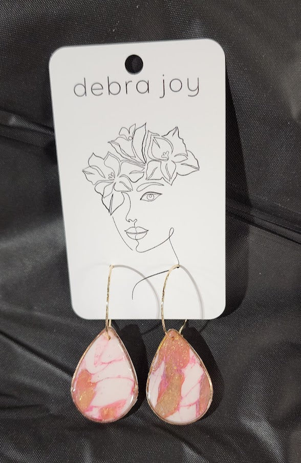 Stunning Pink and Gold  Drop Earrings