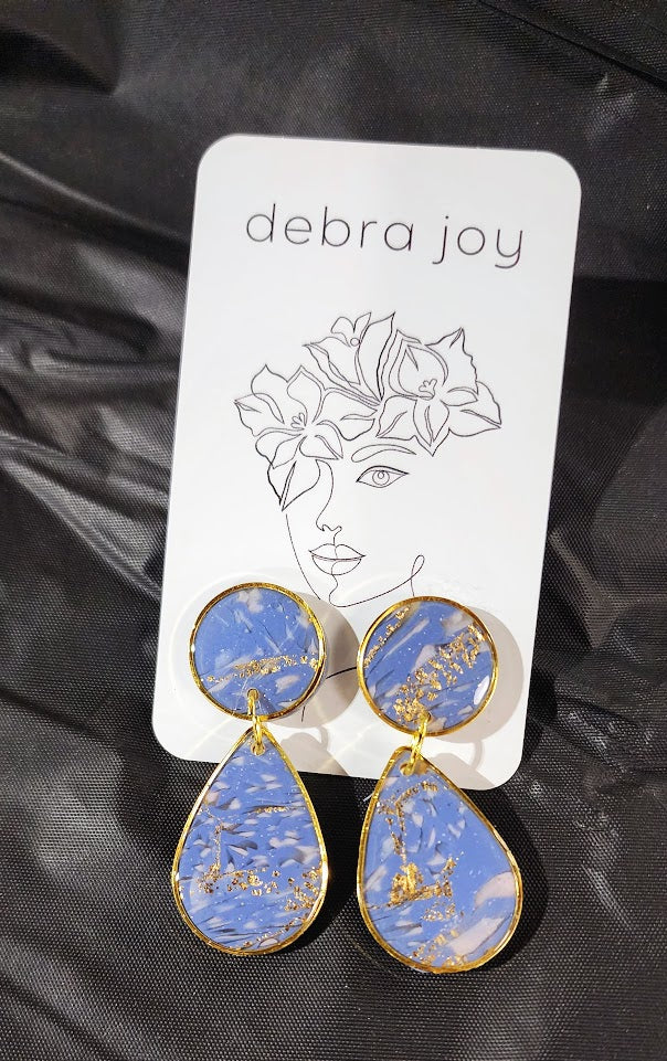 Stunning Blue and Gold Tear Drop Earrings